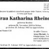 Bonfert Katharina 1889-1987 Todesanzeige